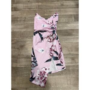 Shein Small Floral Lavender Wrap Dress Asymmetric Spaghetti Strap Cocktail S